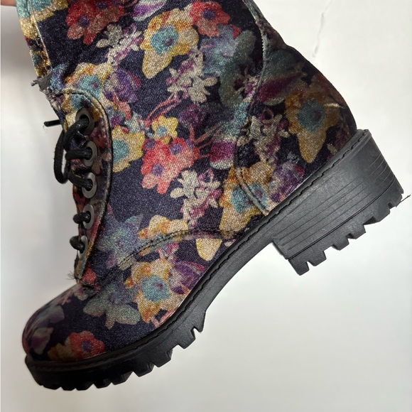 Madden Girl Floral Combat Boots - Black and Multicolor - Picture 9 of 16
